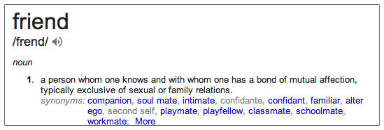 Google definition of friend